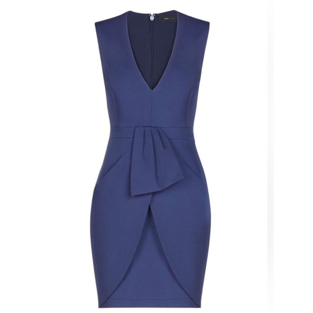 BCBG MAXAZRIA Clare Navy Dress Womens 8  Tulip Pockets Sleeveless‎ Cocktail - Picture 9 of 11
